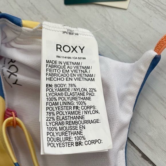 Roxy Pop Surf bralette bikini top bra Junior S boho color block coastal granny - Picture 9 of 12